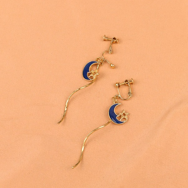 Wholesale alloy star sky moon star student Earrings JDC-ES-GSLSY056 Earrings JoyasDeChina Blue ear hook Wholesale Jewelry JoyasDeChina Joyas De China