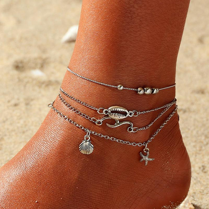 Bulk Jewelry Wholesale alloy starfish shell personality anklet  	JDC-AS-e023 Wholesale factory from China YIWU China