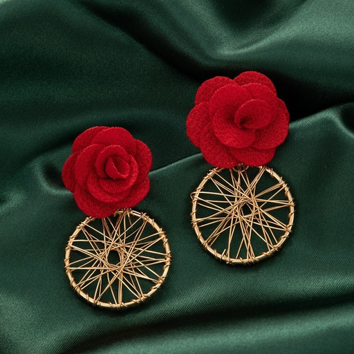 Wholesale alloy stereo lace fabric petal earrings JDC-ES-C161 Earrings JoyasDeChina Wholesale Jewelry JoyasDeChina Joyas De China
