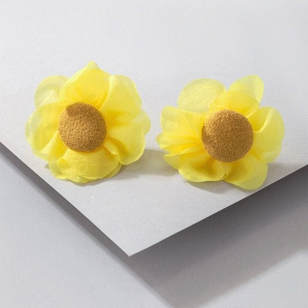 Wholesale alloy sunflower cloth earrings JDC-ES-C424 Earrings 咏歌 Wholesale Jewelry JoyasDeChina Joyas De China