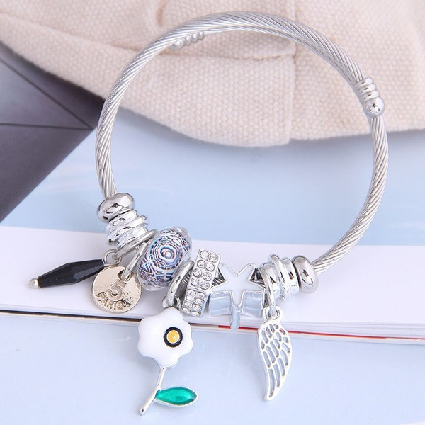 Bulk Jewelry Wholesale alloy sunflower five-pointed star wings beaded bracelet JDC-BT-XINY026 Wholesale factory from China YIWU China