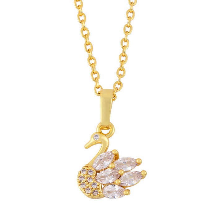 Wholesale alloy swan necklace JDC-NE-AS388 NECKLACE 翱昇 gold Wholesale Jewelry JoyasDeChina Joyas De China