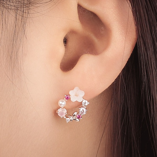 Bulk Jewelry Wholesale alloy sweet flower pearl bow earrings JDC-ES-A058 Wholesale factory from China YIWU China