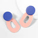 Wholesale alloy synthetic leather plate geometric Earrings JDC-ES-JL817 Earrings 氿乐 blue pink Wholesale Jewelry JoyasDeChina Joyas De China