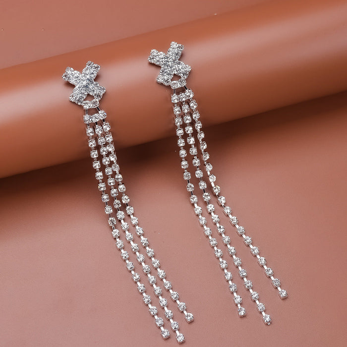 Wholesale alloy tassel earrings JDC-ES-Bis015 Earrings 碧莎 silver Wholesale Jewelry JoyasDeChina Joyas De China