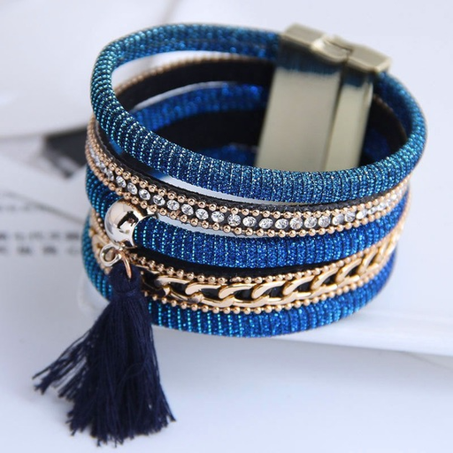 Bulk Jewelry Wholesale alloy tassel leather magnet buckle wide temperament bracelet JDC-BT-wy041 Wholesale factory from China YIWU China