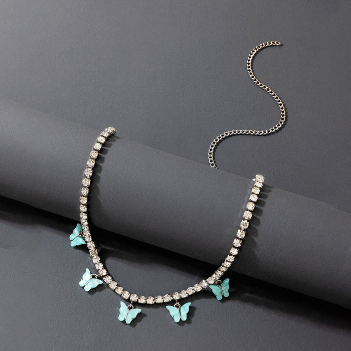 Wholesale alloy thick chain butterfly necklace JDC-NE-C229 NECKLACE 咏歌 19365 Wholesale Jewelry JoyasDeChina Joyas De China