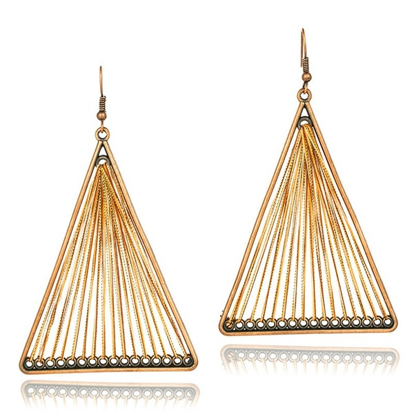 Bulk Jewelry Wholesale alloy triangle hand woven wool tassel earrings JDC-ES-KJ060 Wholesale factory from China YIWU China