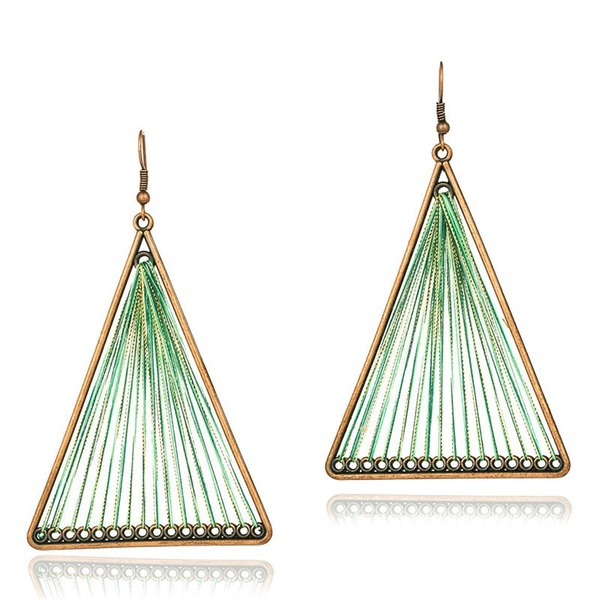 Bulk Jewelry Wholesale alloy triangle hand woven wool tassel earrings JDC-ES-KJ060 Wholesale factory from China YIWU China