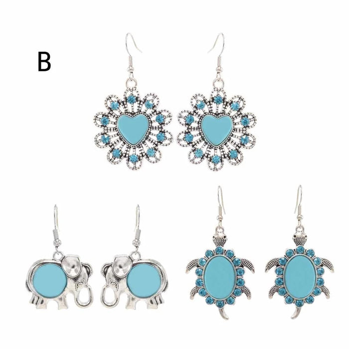 Wholesale Alloy Turquoise Animal Earrings JDC-ES-Yunl003 Earrings 云罗 B set Wholesale Jewelry JoyasDeChina Joyas De China