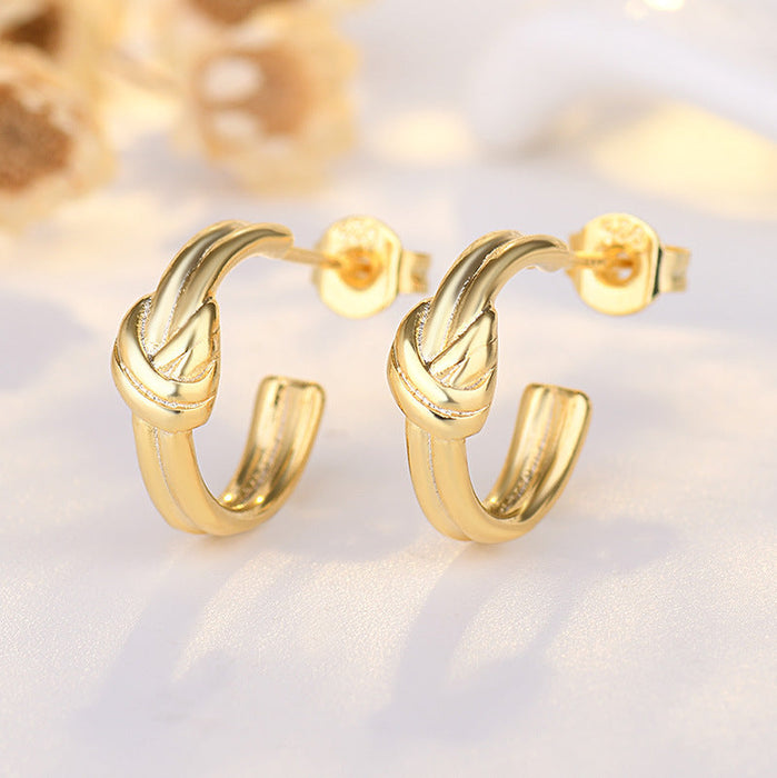 Wholesale alloy twisted geometric stud earrings JDC-ES-QLX046 Earrings 巧兰轩 gold Wholesale Jewelry JoyasDeChina Joyas De China