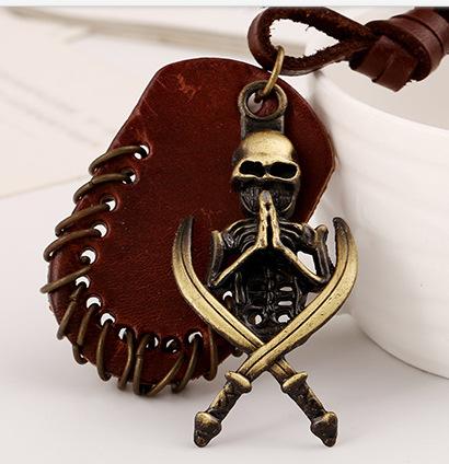 Bulk Jewelry Wholesale alloy two colour skull pendant man necklaces JDC-MNE-PK066 Wholesale factory from China YIWU China