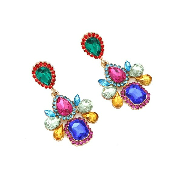 Wholesale alloy water drop flower color diamond earrings JDC-ES-MY120 JoyasDeChina Wholesale Jewelry JoyasDeChina Joyas De China