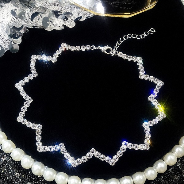 Bulk Jewelry Wholesale alloy wavy full diamond necklaces JDC-NE-sf051 Wholesale factory from China YIWU China