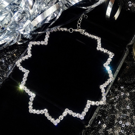 Bulk Jewelry Wholesale alloy wavy full diamond necklaces JDC-NE-sf051 Wholesale factory from China YIWU China