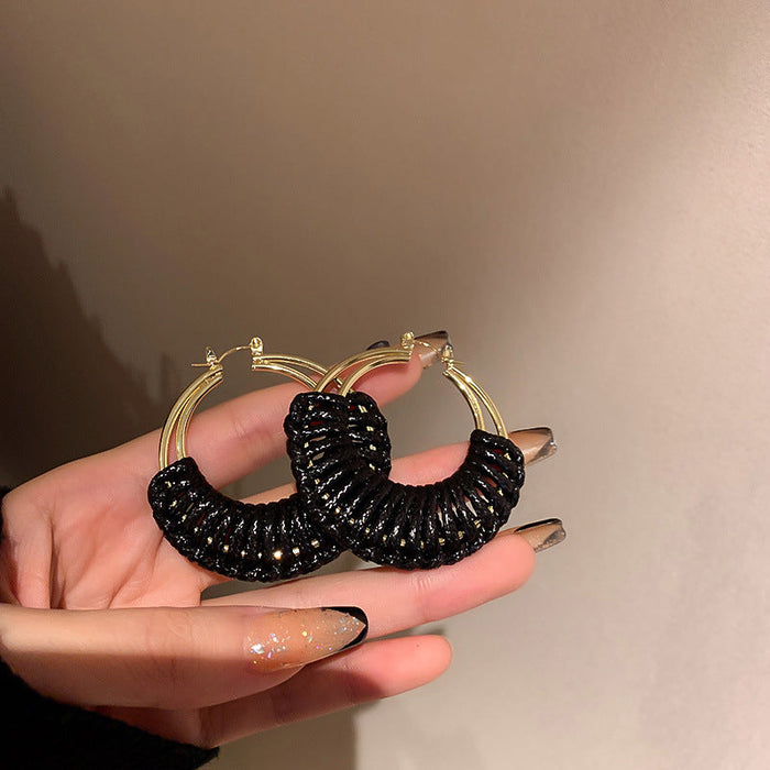 Wholesale alloy wax wire braided Earrings JDC-ES-BY-018 Earrings 宝钰 black Wholesale Jewelry JoyasDeChina Joyas De China