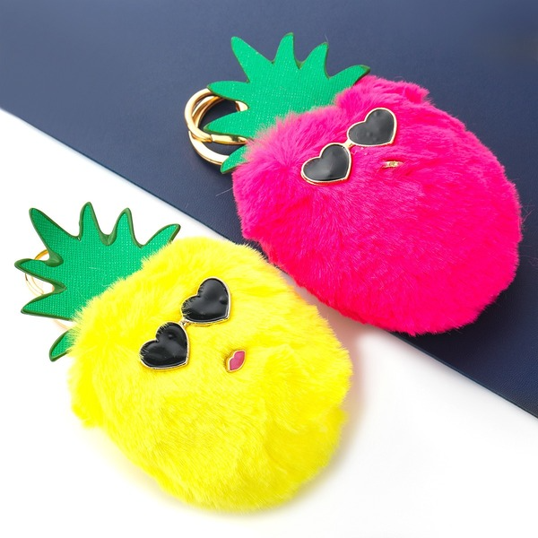 Bulk Jewelry Wholesale alloy wear glasses hair ball pineapple Keychains JDC-KC-CL012 Wholesale factory from China YIWU China
