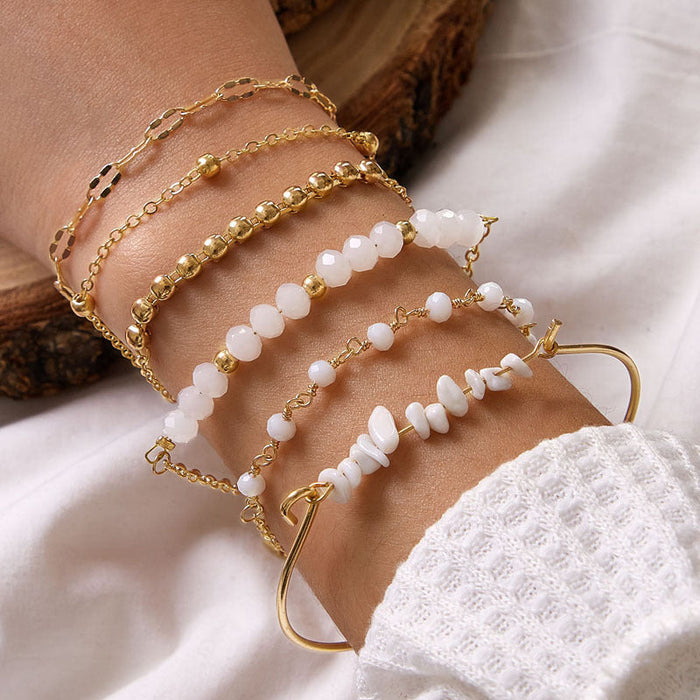 Wholesale alloy white beaded six-layer bracelet JDC-BT-C160 Bracelet 咏歌 10095 Wholesale Jewelry JoyasDeChina Joyas De China