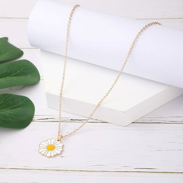 Wholesale alloy white daisy dripping oil necklace JDC-NE-C179 NECKLACE 咏歌 Wholesale Jewelry JoyasDeChina Joyas De China