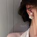 Wholesale Alloy White Flower Earrings JDC-ES-BY019 Earrings 宝钰 Wholesale Jewelry JoyasDeChina Joyas De China