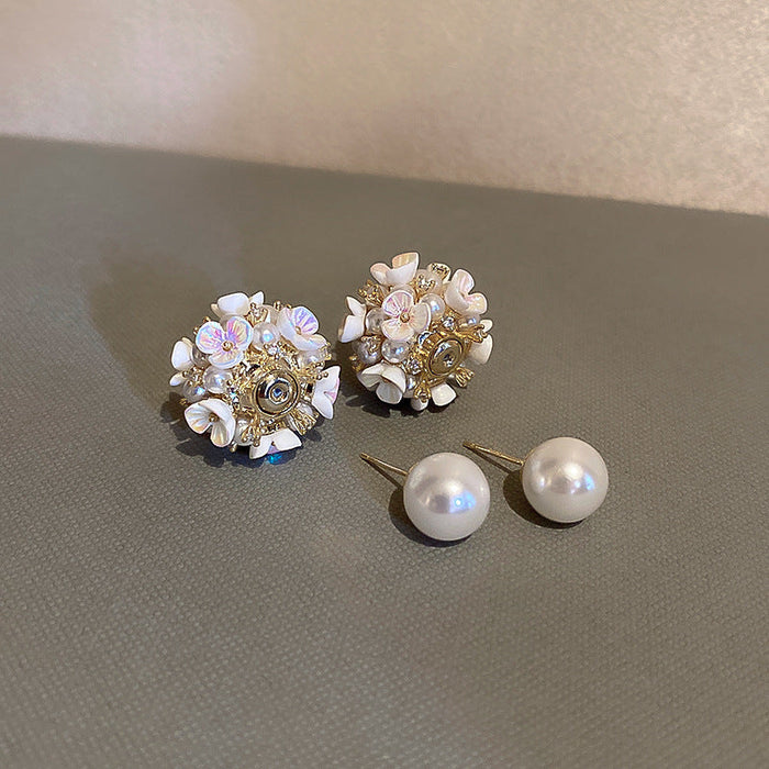 Wholesale Alloy White Flower Earrings JDC-ES-BY019 Earrings 宝钰 white Wholesale Jewelry JoyasDeChina Joyas De China