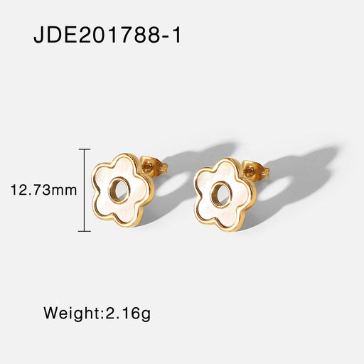 Wholesale alloy white shell three-dimensional flower earrings JDC-ES-JD336 Earrings 杰鼎 JDE201788-1 Wholesale Jewelry JoyasDeChina Joyas De China