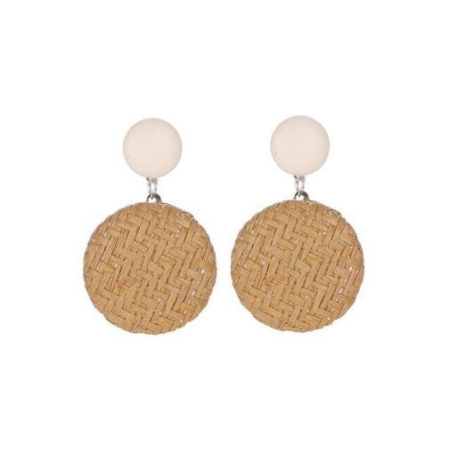 Bulk Jewelry Wholesale alloy woven straw paper Round Earrings Wholesale factory from China YIWU China