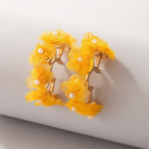 Wholesale alloy yellow wire mesh flower earrings JDC-ES-C438 Earrings 咏歌 Wholesale Jewelry JoyasDeChina Joyas De China