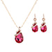Wholesale Alloy Zircon Crystal Necklace and Earring Set JDC-NE-GSGL021 Necklaces 谷力 red set Wholesale Jewelry JoyasDeChina Joyas De China