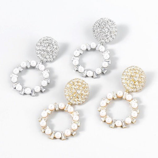 Wholesale Alloy Zircon Imitation Pearl Round Earrings JDC-ES-JL800 Earrings 氿乐 Wholesale Jewelry JoyasDeChina Joyas De China