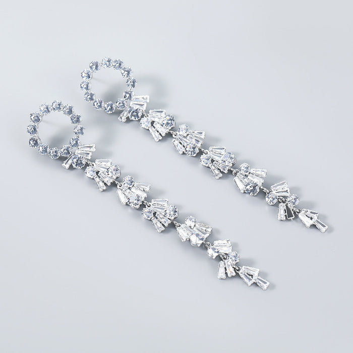 Wholesale alloy zircon inlaid long earrings JDC-ES-JL516 Earrings JoyasDeChina silver Wholesale Jewelry JoyasDeChina Joyas De China