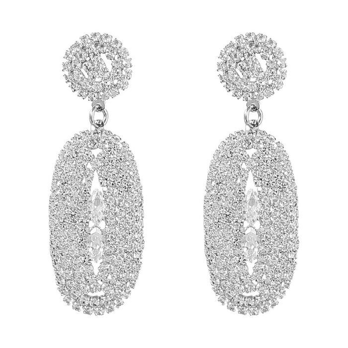 Wholesale Alloy Zircon Oval Earrings JDC-ES-JL865 Earrings 氿乐 silver Wholesale Jewelry JoyasDeChina Joyas De China