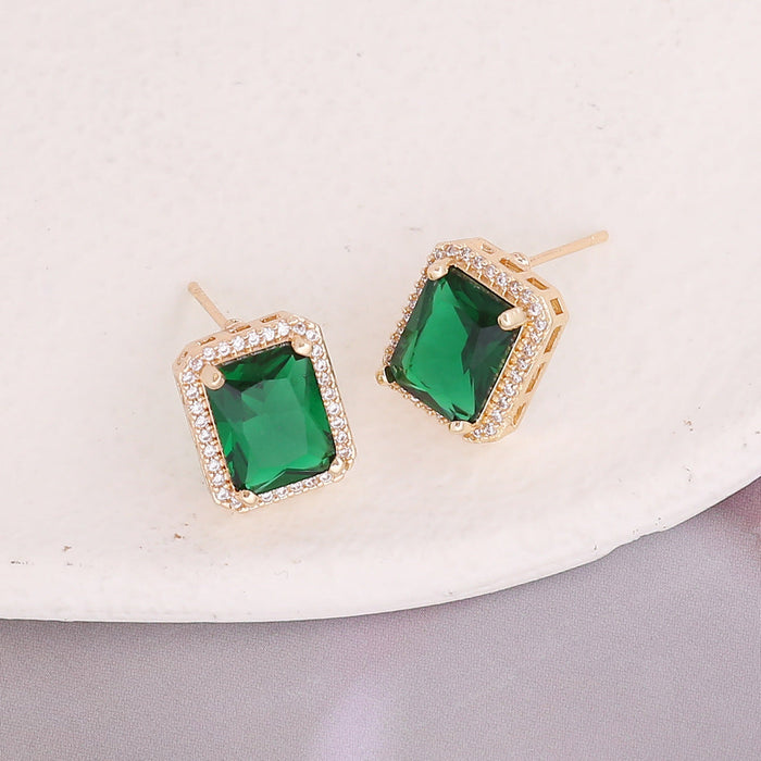 Wholesale alloy zircon square necklace JDC-NE-Bingm006 NECKLACE 冰萌 2# Green Earrings Wholesale Jewelry JoyasDeChina Joyas De China