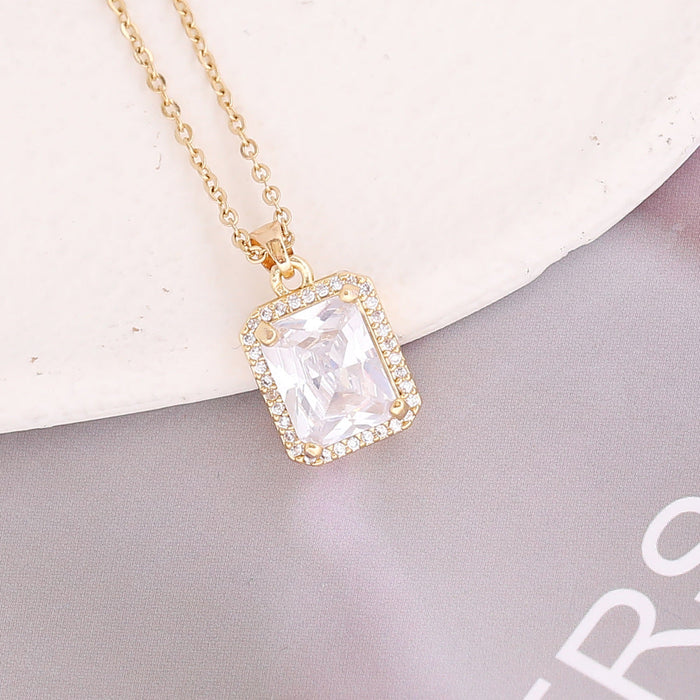 Wholesale alloy zircon square necklace JDC-NE-Bingm006 NECKLACE 冰萌 4# White Necklace Wholesale Jewelry JoyasDeChina Joyas De China
