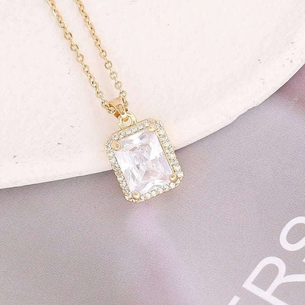 Wholesale alloy zircon square necklace JDC-NE-Bingm006 NECKLACE 冰萌 Wholesale Jewelry JoyasDeChina Joyas De China
