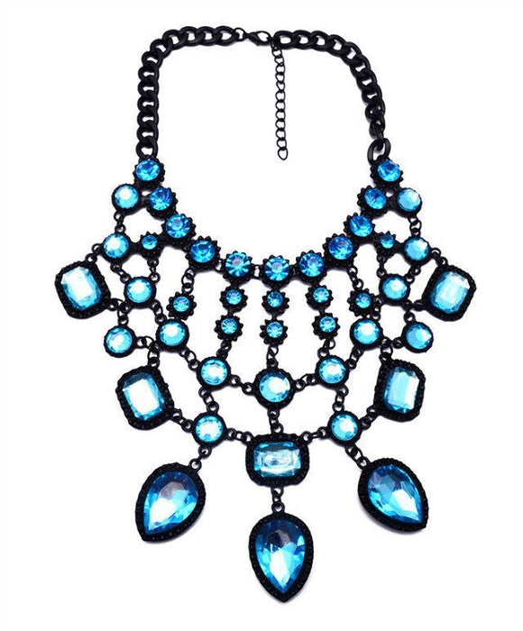 Wholesale AlloyEuro-American Crystal Necklaces JDC-NE-JQ130 NECKLACE 佳琪 light blue Wholesale Jewelry JoyasDeChina Joyas De China