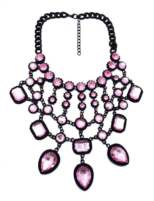 Wholesale AlloyEuro-American Crystal Necklaces JDC-NE-JQ130 NECKLACE 佳琪 light pink Wholesale Jewelry JoyasDeChina Joyas De China