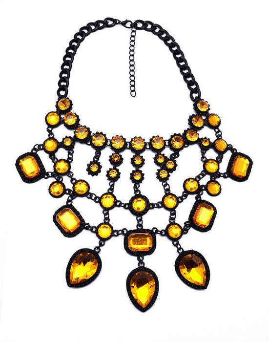 Wholesale AlloyEuro-American Crystal Necklaces JDC-NE-JQ130 NECKLACE 佳琪 light yellow Wholesale Jewelry JoyasDeChina Joyas De China