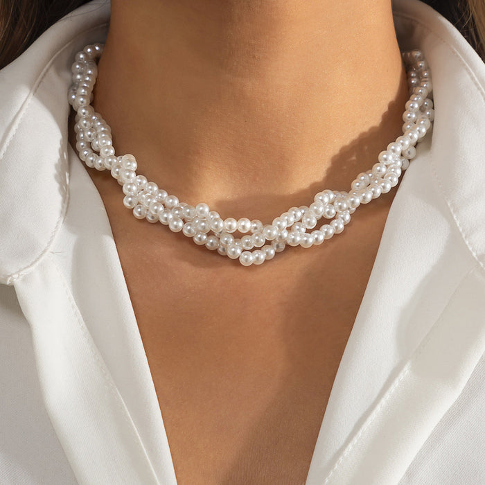 Wholesale Aluminum Chain Iron Chain Imitation Pearl Necklaces JDC-NE-DN071 Necklaces 道妮 white k 4713 Wholesale Jewelry JoyasDeChina Joyas De China