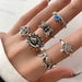 Wholesale ancient silver turtle butterfly vintage snake shape love sun alloy ring set 6 piece set JDC-RS-F087 Rings 韩之尚 55245 Wholesale Jewelry JoyasDeChina Joyas De China