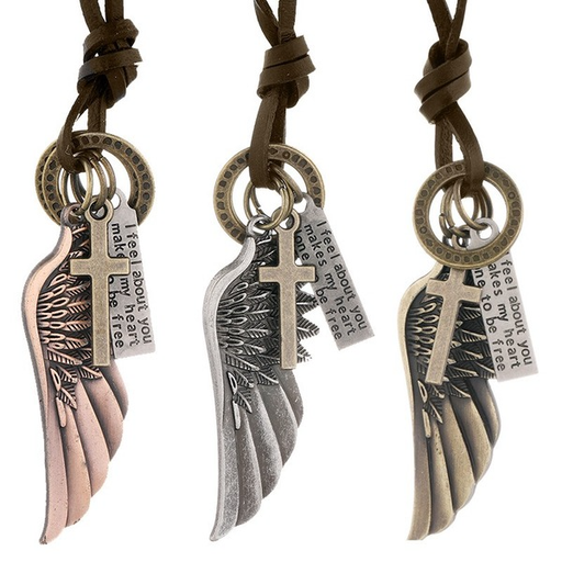 Bulk Jewelry Wholesale angel wing leather man necklaces JDC-MNE-PK001 Wholesale factory from China YIWU China