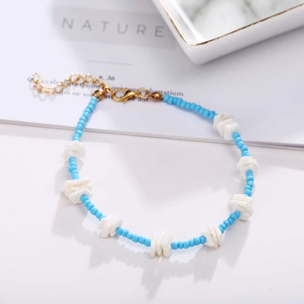 Bulk Jewelry Wholesale Anklet Blue broken shells hit color rice beads JDC-AS-xy257 Wholesale factory from China YIWU China