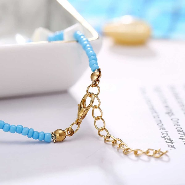 Bulk Jewelry Wholesale Anklet Blue broken shells hit color rice beads JDC-AS-xy257 Wholesale factory from China YIWU China