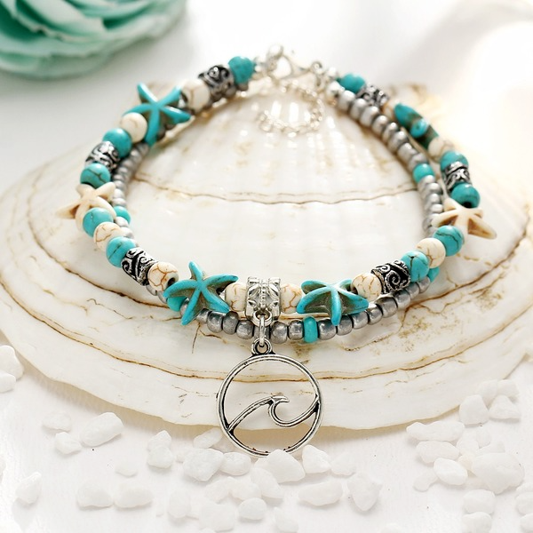 Bulk Jewelry Wholesale Anklet Blue ocean wave turquoise JDC-AS-xy247 Wholesale factory from China YIWU China