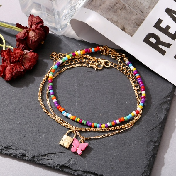 Bulk Jewelry Wholesale Anklet Color bead butterfly JDC-AS-F492 Wholesale factory from China YIWU China