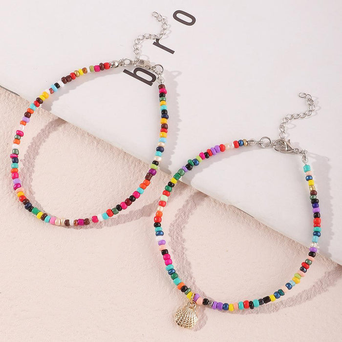 Bulk Jewelry Wholesale Anklet Colored rice beads and colored glaze JDC-AS-e258 Wholesale factory from China YIWU China
