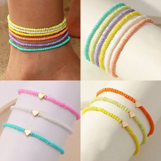 Bulk Jewelry Wholesale Anklet Colorful rice beads JDC-AS-e110 Wholesale factory from China YIWU China