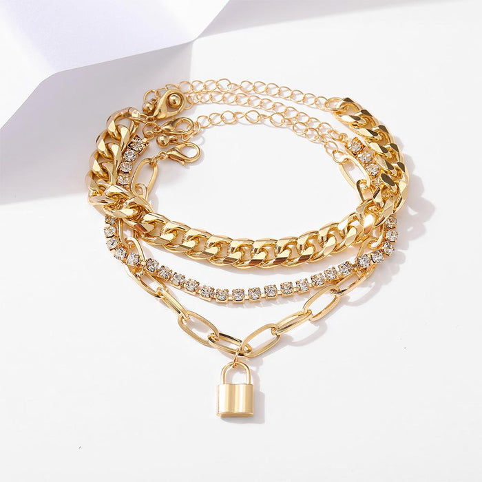 Bulk Jewelry Wholesale Anklet gold Lock-shaped mix and match chain JDC-AS-F483 Wholesale factory from China YIWU China
