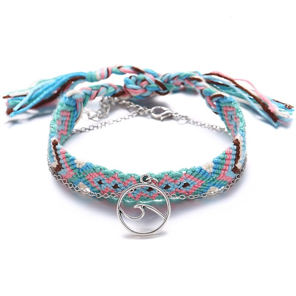 Bulk Jewelry Wholesale Anklet Red and blue sea waves beach braided rope JDC-AS-F455 Wholesale factory from China YIWU China