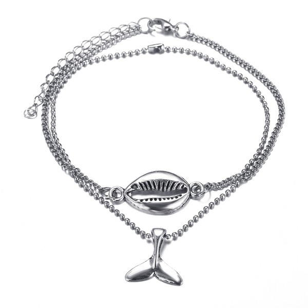 Bulk Jewelry Wholesale Anklet Silver Shell Fish Tail Pendant Alloy JDC-AS-xy248 Wholesale factory from China YIWU China